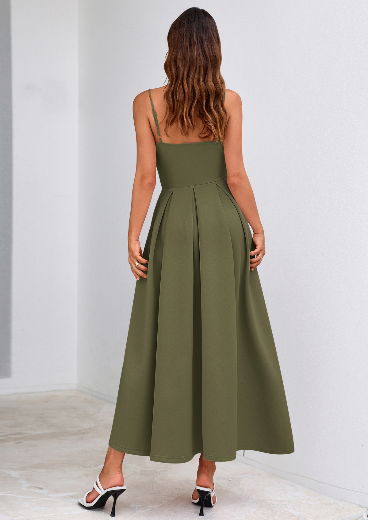 A-Line Flowy Maxi Dress - Spaghetti Strap, Square Neck, photo 2