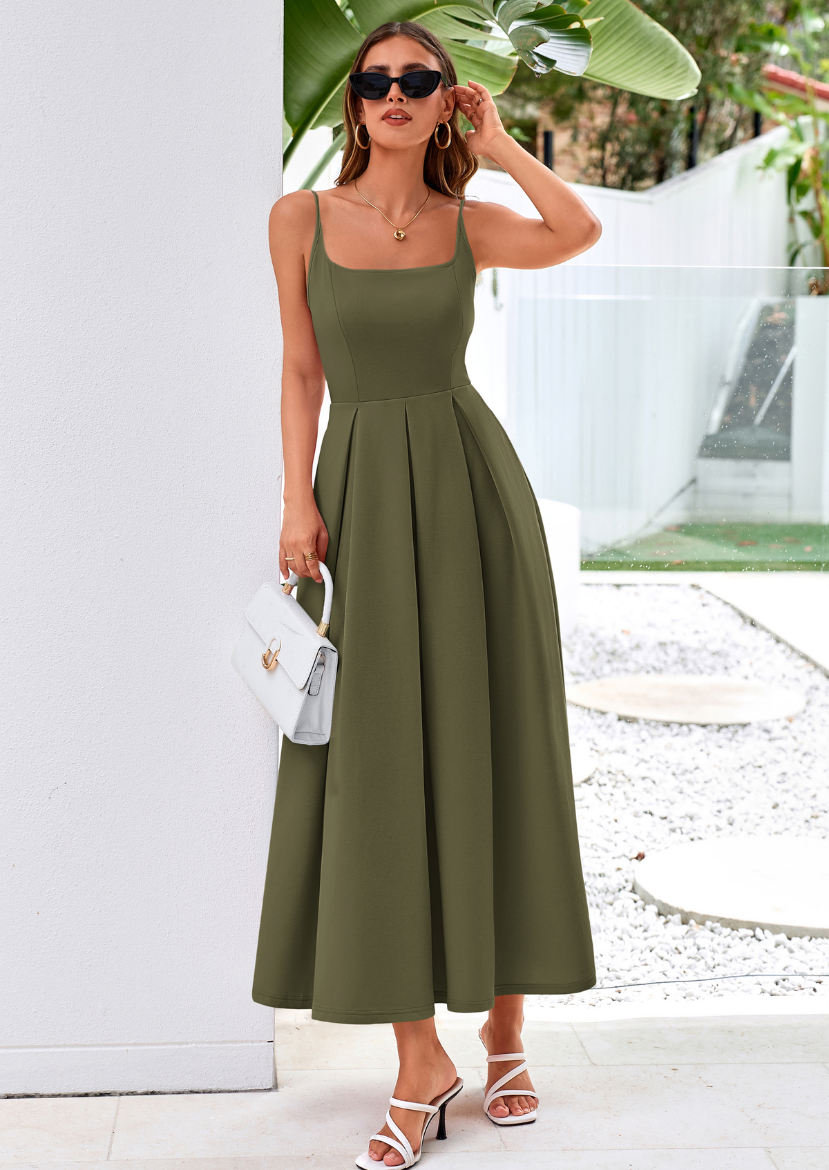 A-Line Flowy Maxi Dress - Spaghetti Strap, Square Neck, photo 5