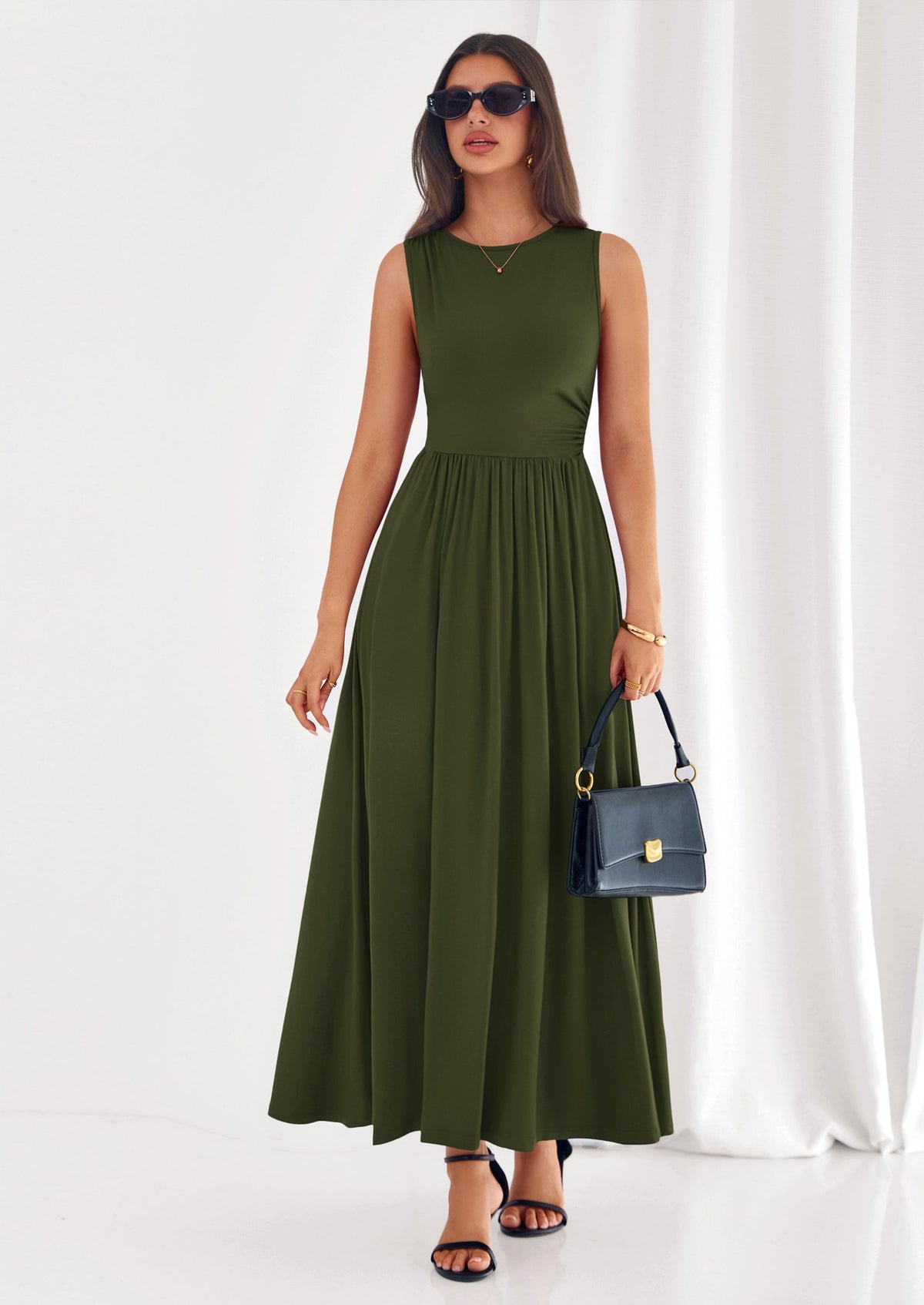 A-Line Flowy Maxi Dress - Sleeveless, Crewneck, Casual - photo 16