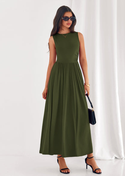 A-Line Flowy Maxi Dress - Sleeveless, Crewneck, Casual - photo 17