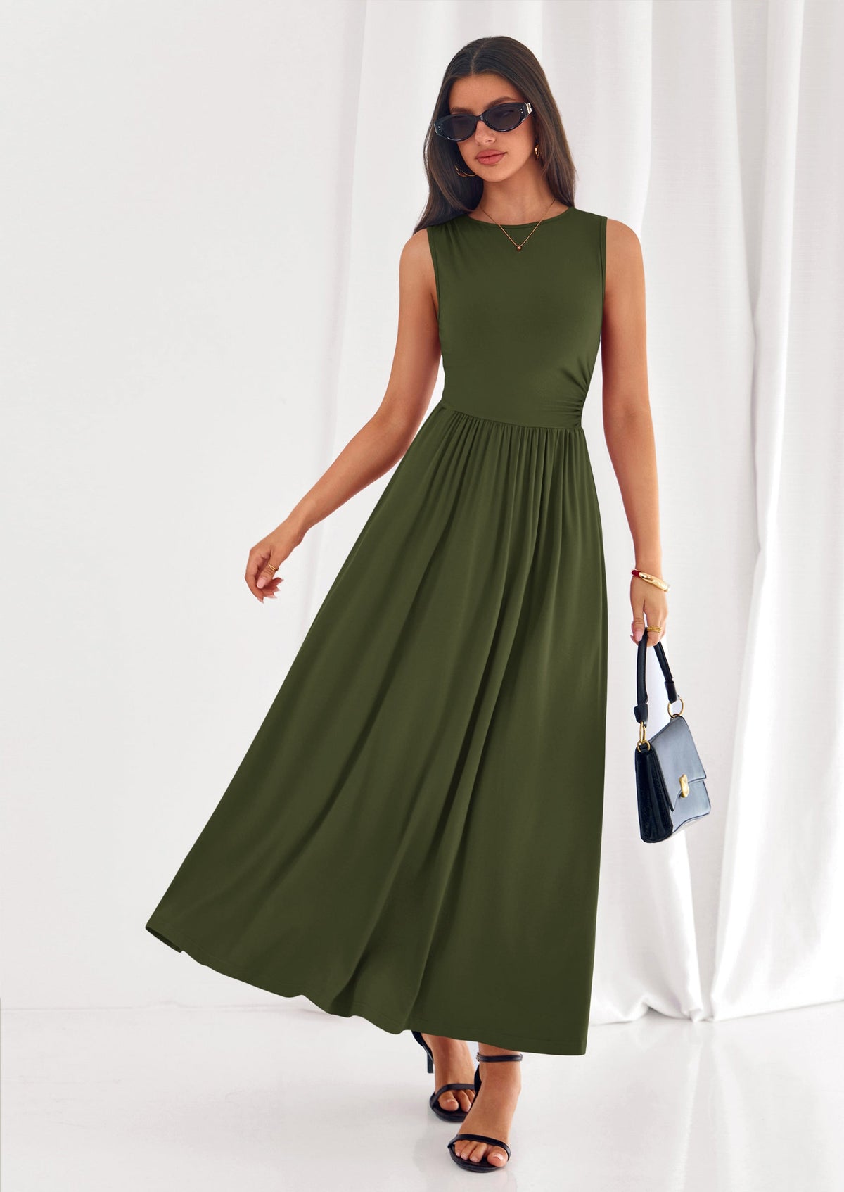 A-Line Flowy Maxi Dress - Sleeveless, Crewneck, Casual - photo 19