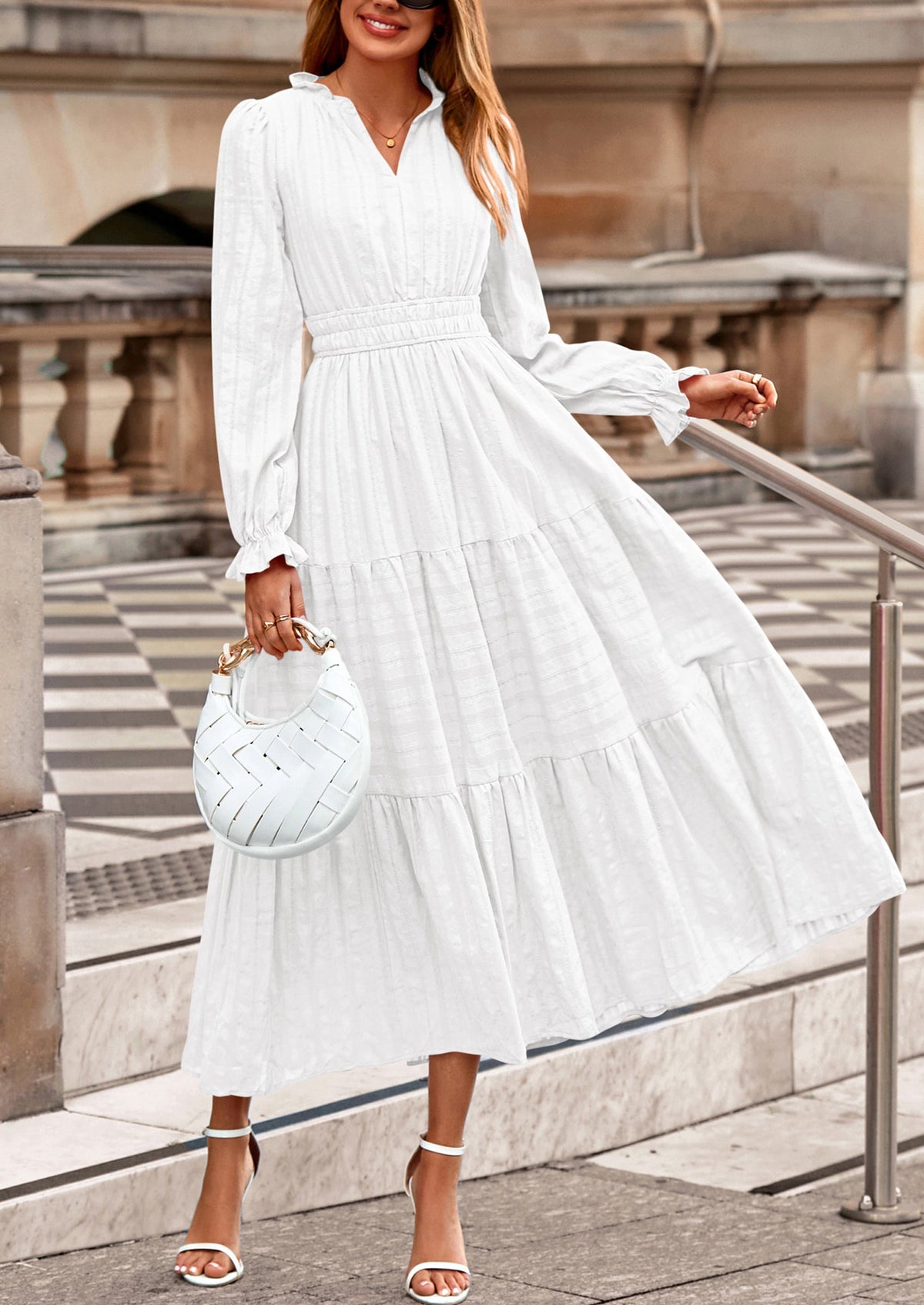 Flowy Maxi Dress - Long Sleeve, V-Neck, Wedding Guest - photo 13