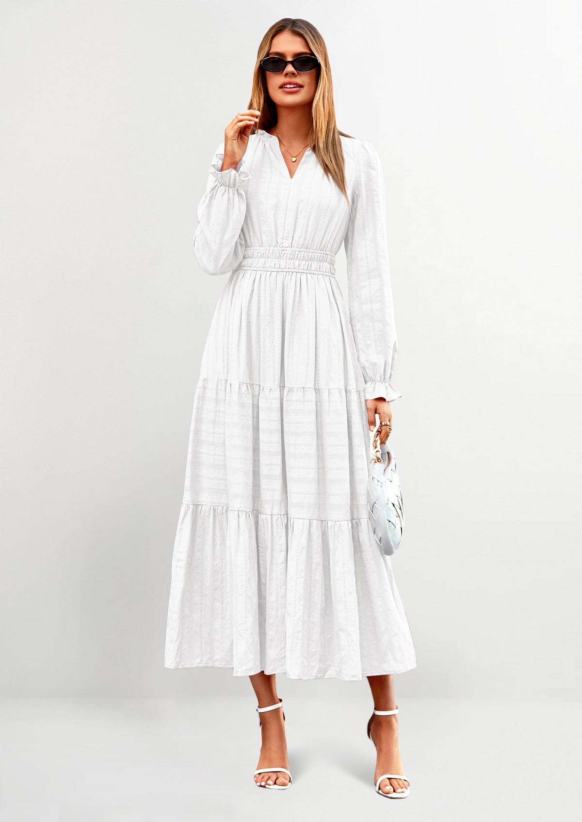 Flowy Maxi Dress - Long Sleeve, V-Neck, Wedding Guest - photo 9