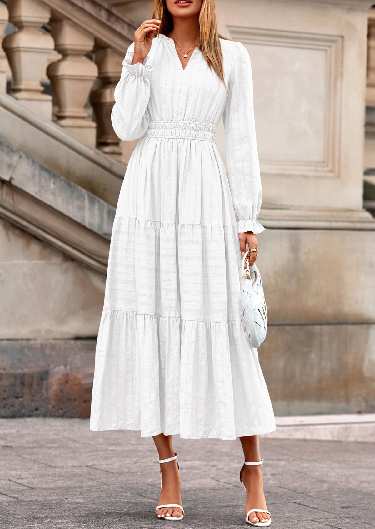 Flowy Maxi Dress - Long Sleeve, V-Neck, Wedding Guest - photo 11