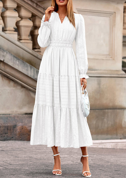 Flowy Maxi Dress - Long Sleeve, V-Neck, Wedding Guest - photo 11