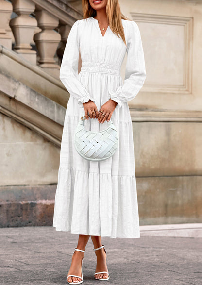 Flowy Maxi Dress - Long Sleeve, V-Neck, Wedding Guest - photo 12