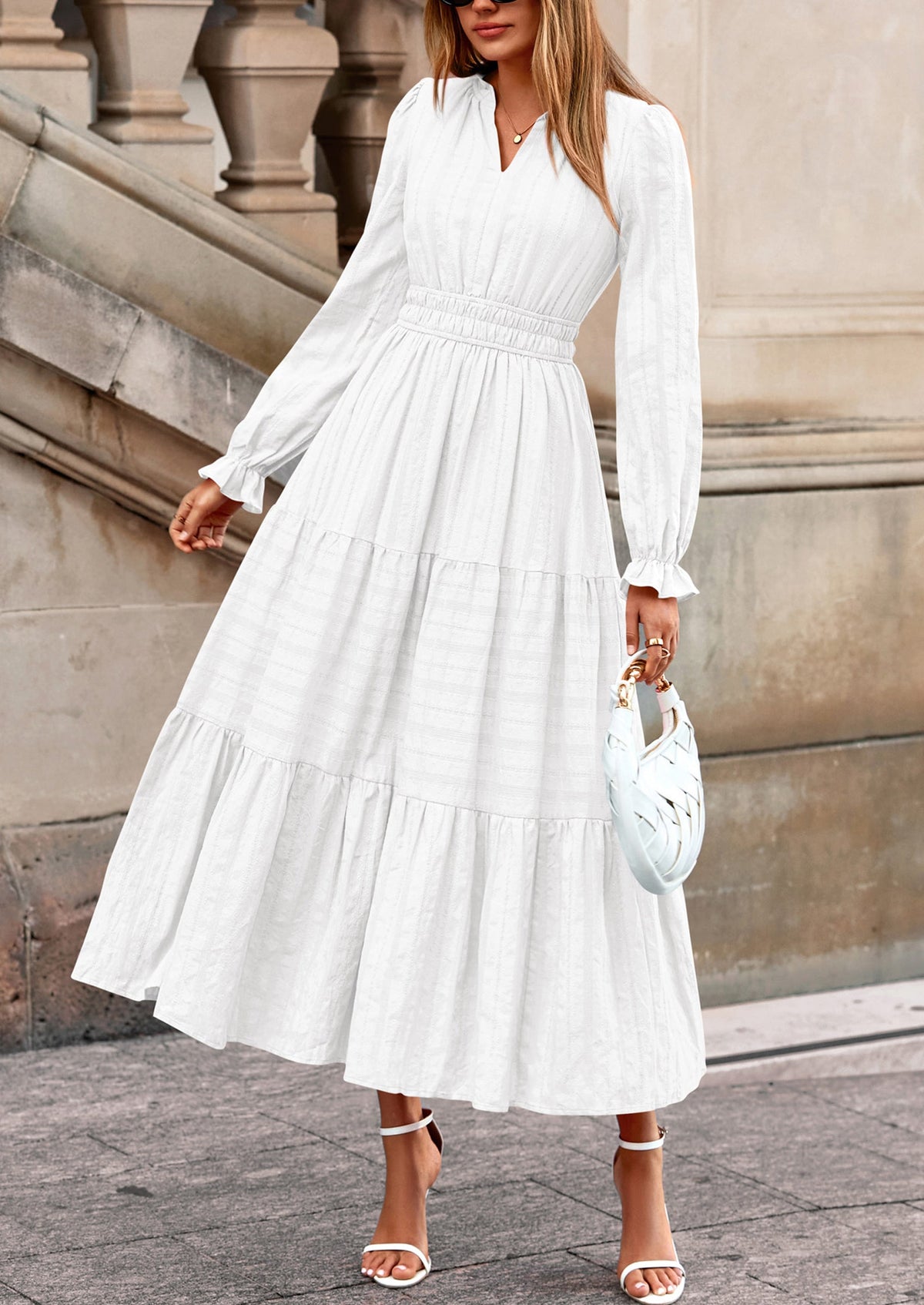Flowy Maxi Dress - Long Sleeve, V-Neck, Wedding Guest - photo 14