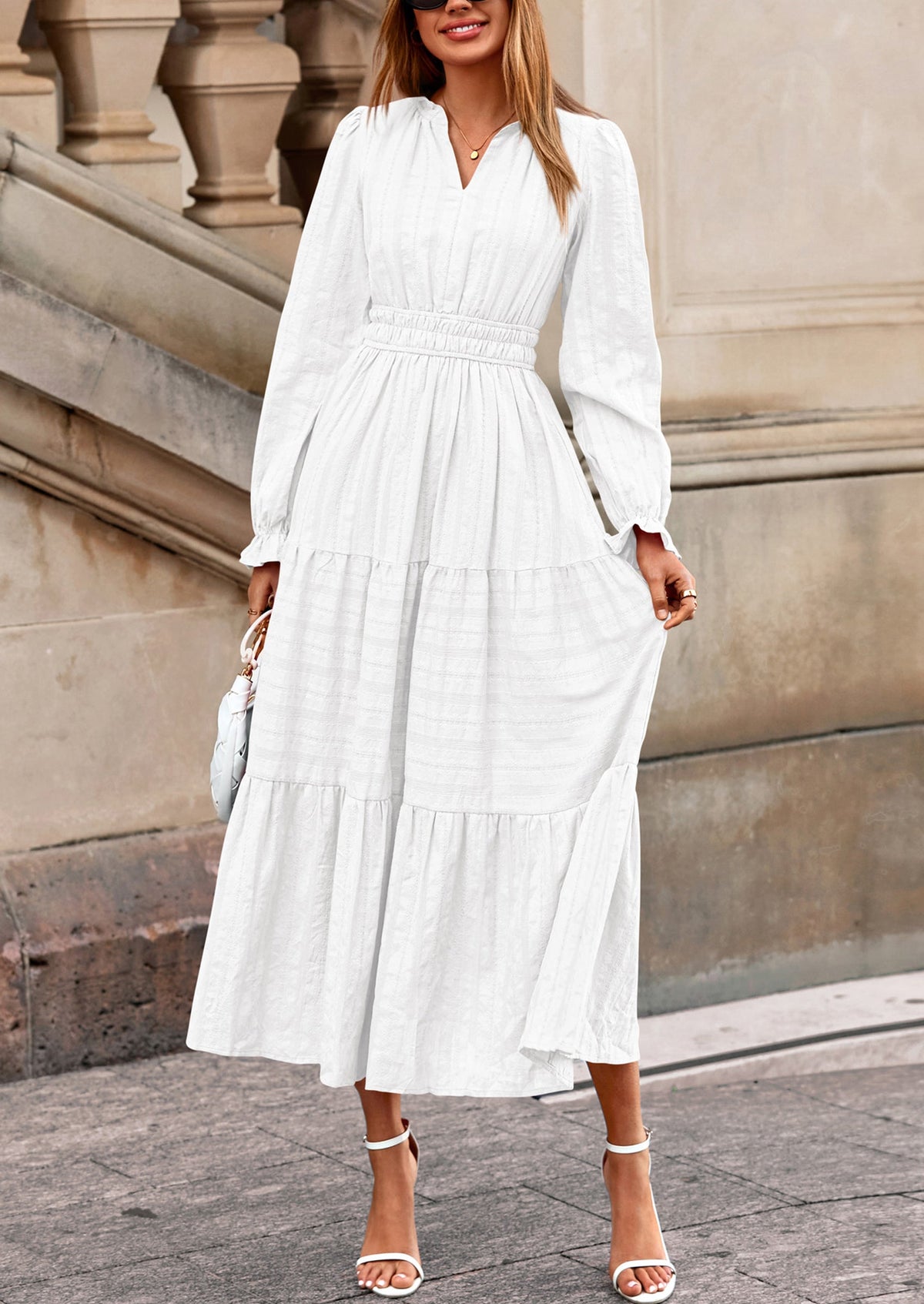 Flowy Maxi Dress - Long Sleeve, V-Neck, Wedding Guest - photo 15