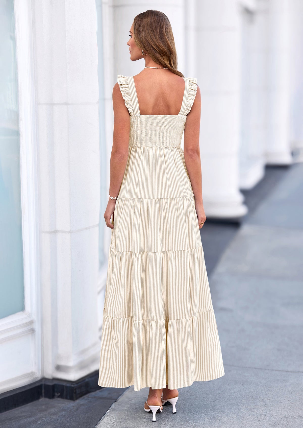 Striped Flowy Maxi Dress - Sleeveless, Square Neck, Casual - photo 9