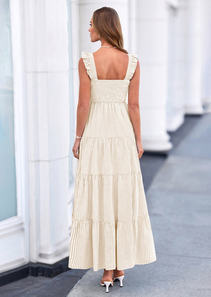 Striped Flowy Maxi Dress - Sleeveless, Square Neck, Casual - photo 9