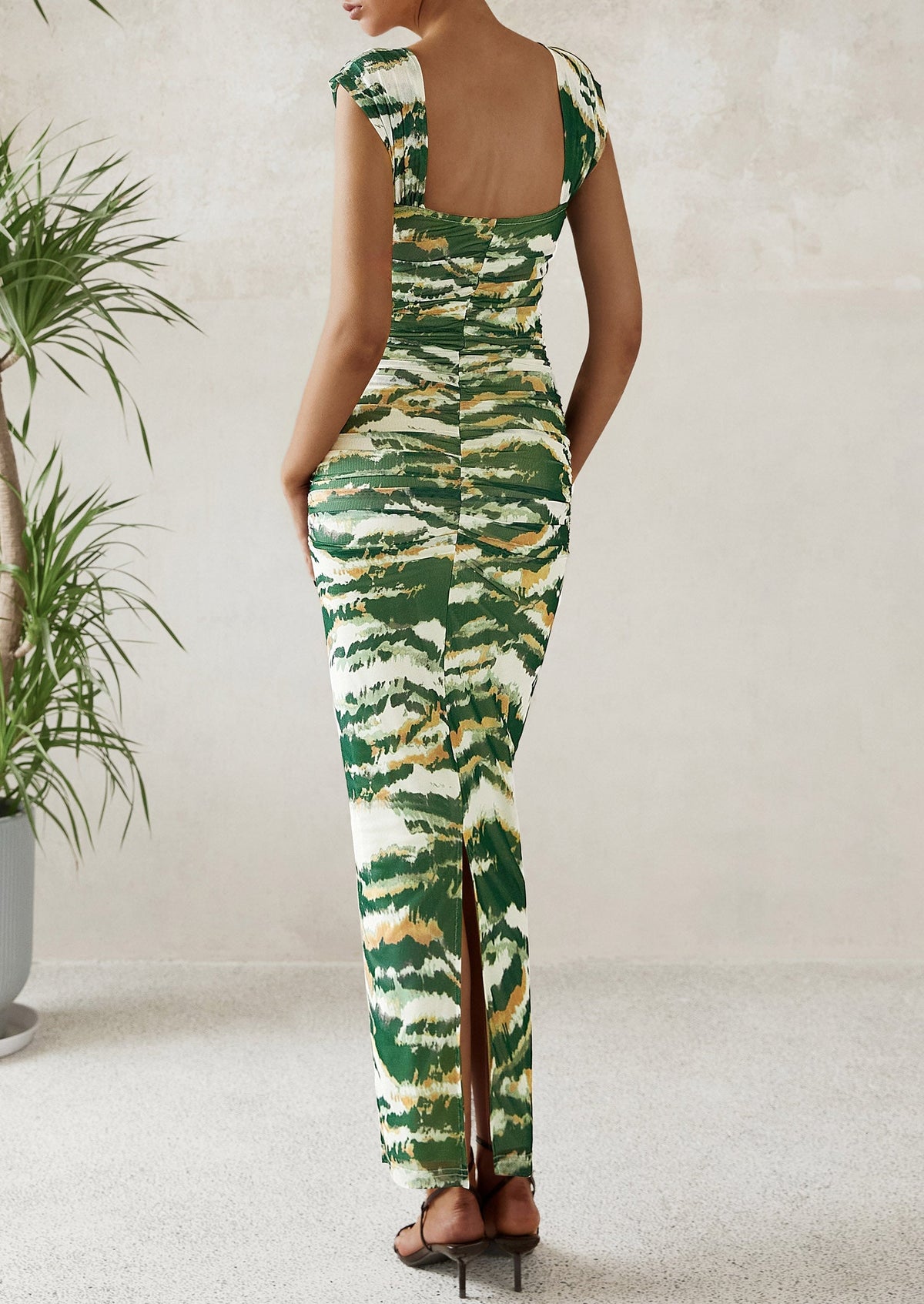 Floral Mesh Ruched Maxi Dress - Off-Shoulder, Cocktail - photo 43