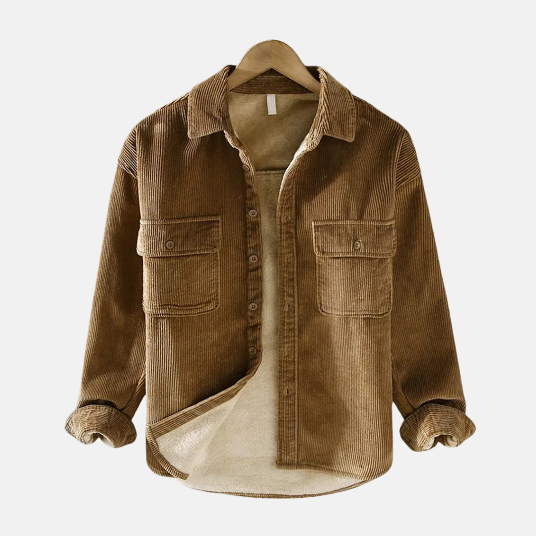 Orsenvi men's corduroy jacket relaxed fit button front with chest pockets in cozy casual style