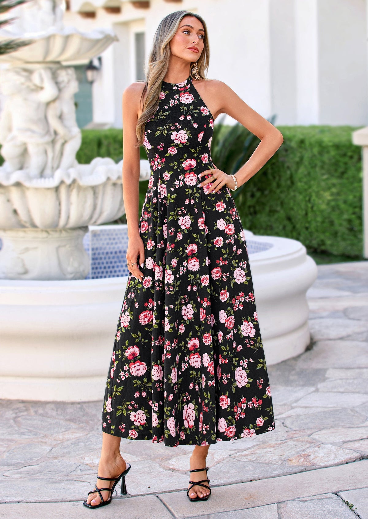 Polka Dot Maxi Dress - Halter, Vacation - photo 44