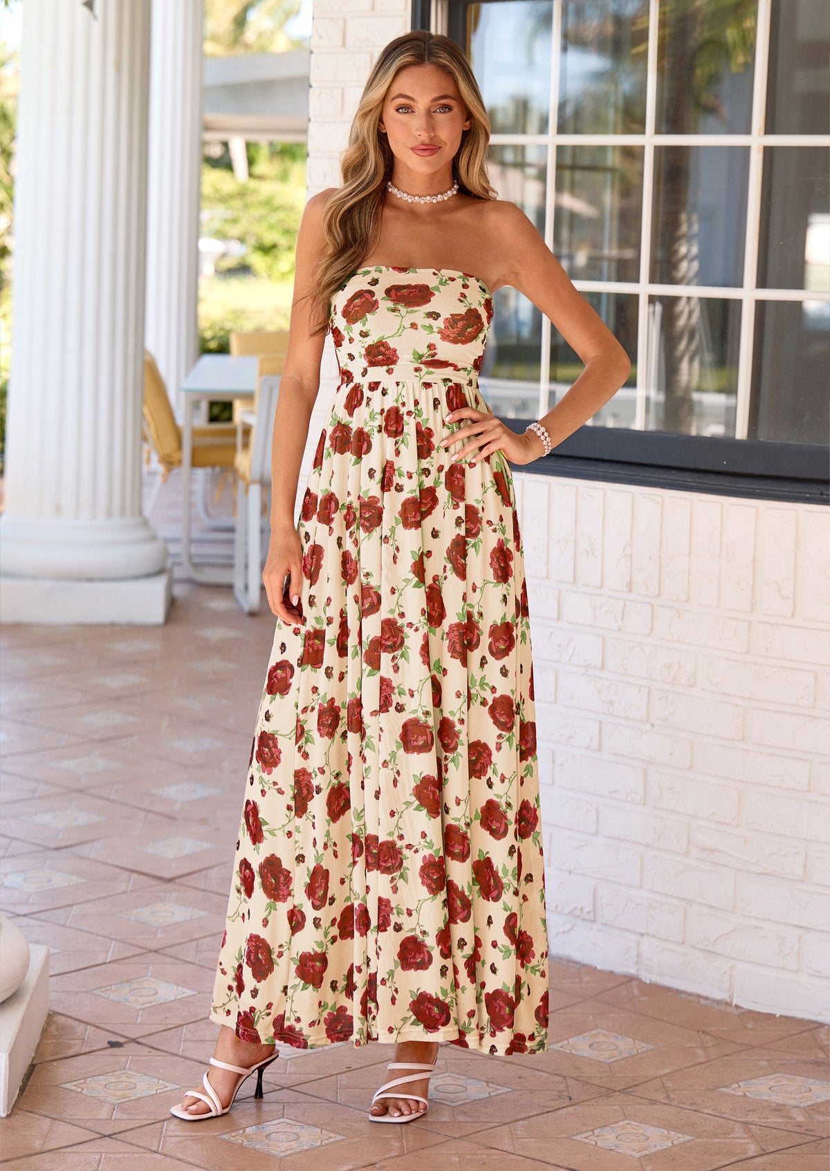 Floral Maxi Dress - Strapless, Boho - photo 41