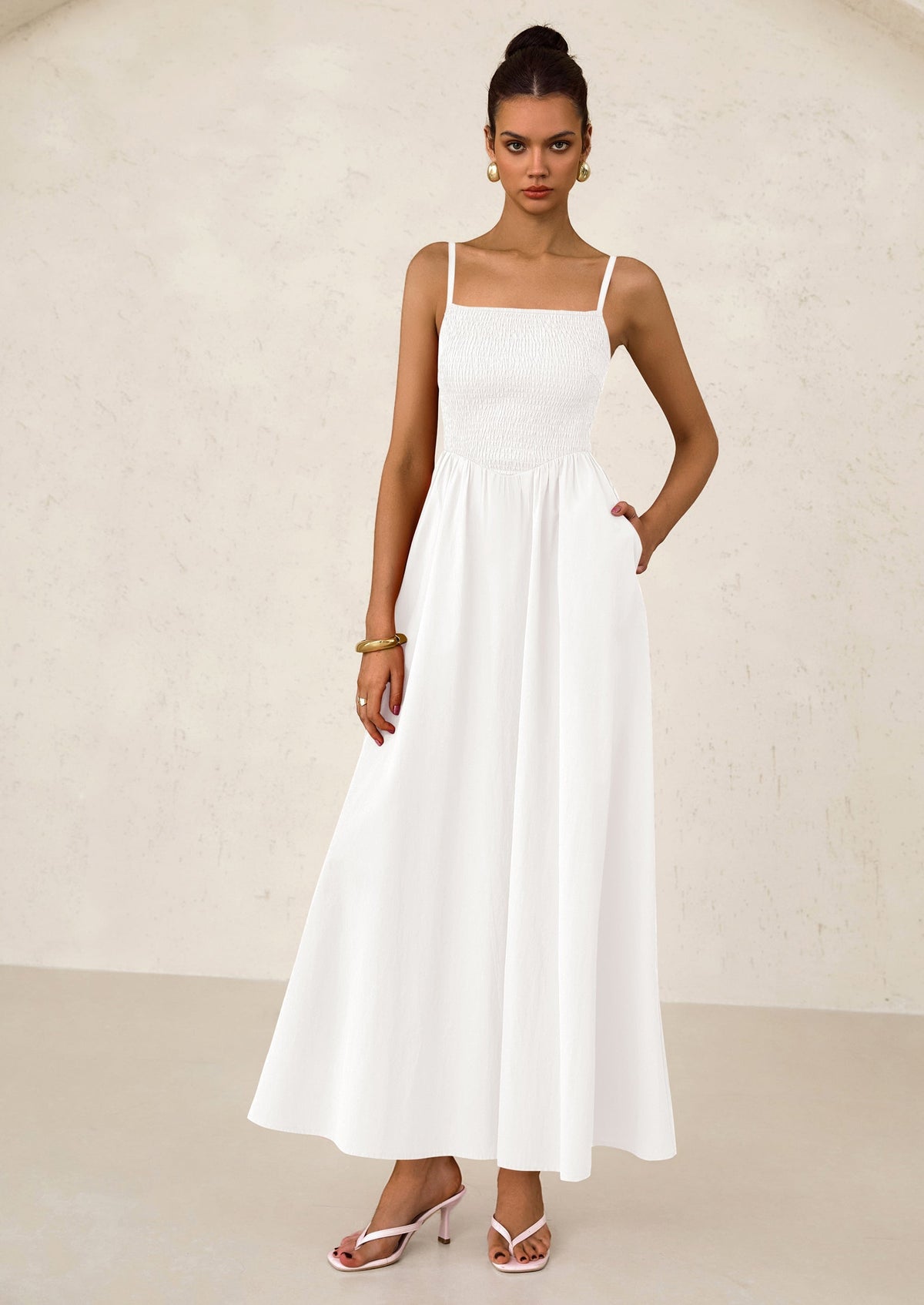 Smocked Swing Maxi Dress - Spaghetti Strap, Beach - photo 58