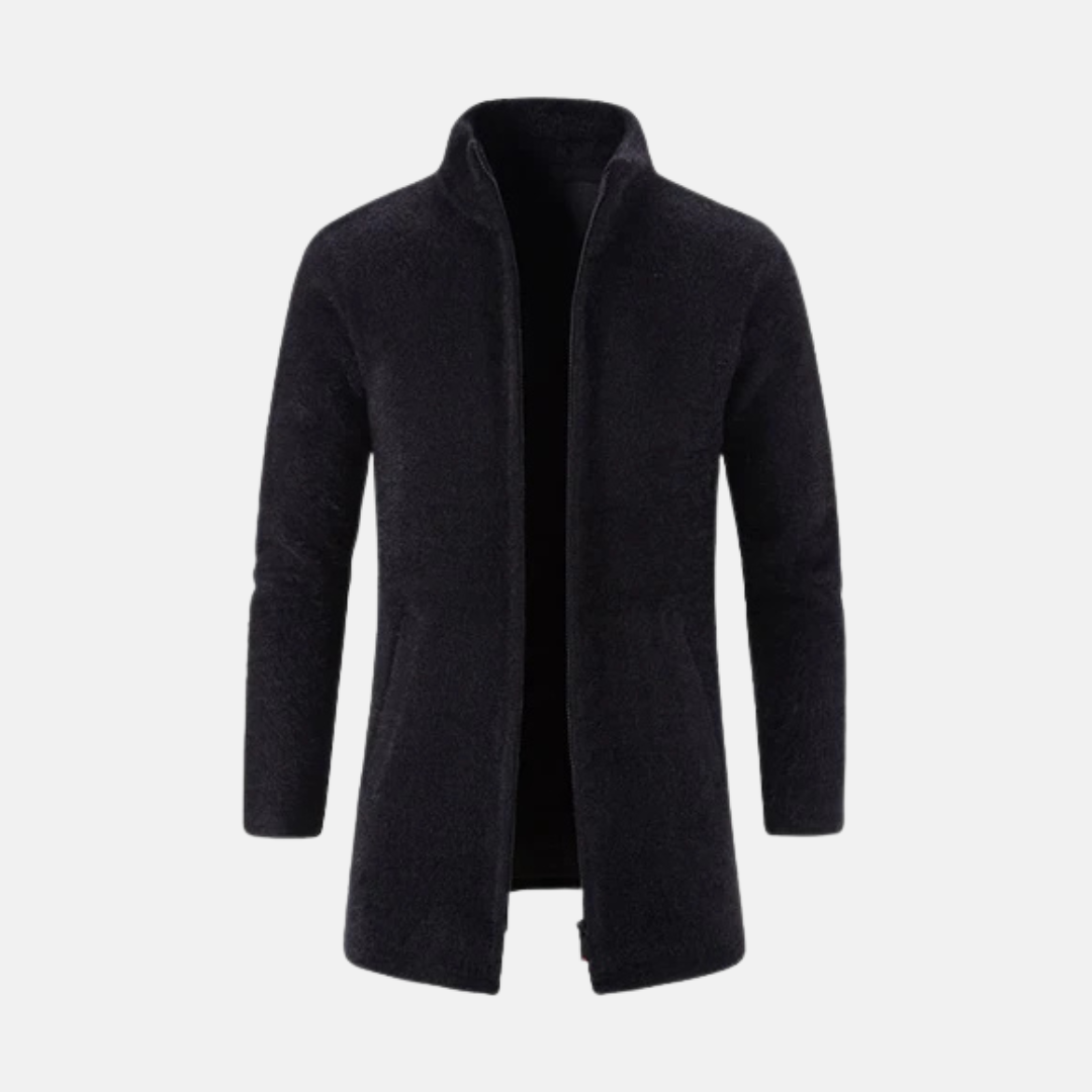 Orsenvi Men's Wool Coat Mid Thigh Length
