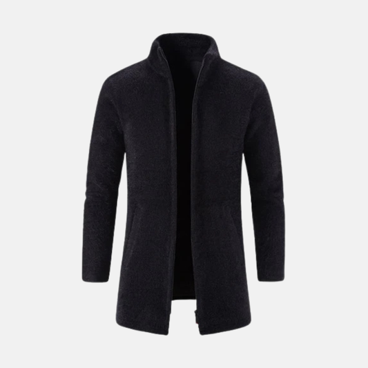 Orsenvi Men's Wool Coat Mid Thigh Length