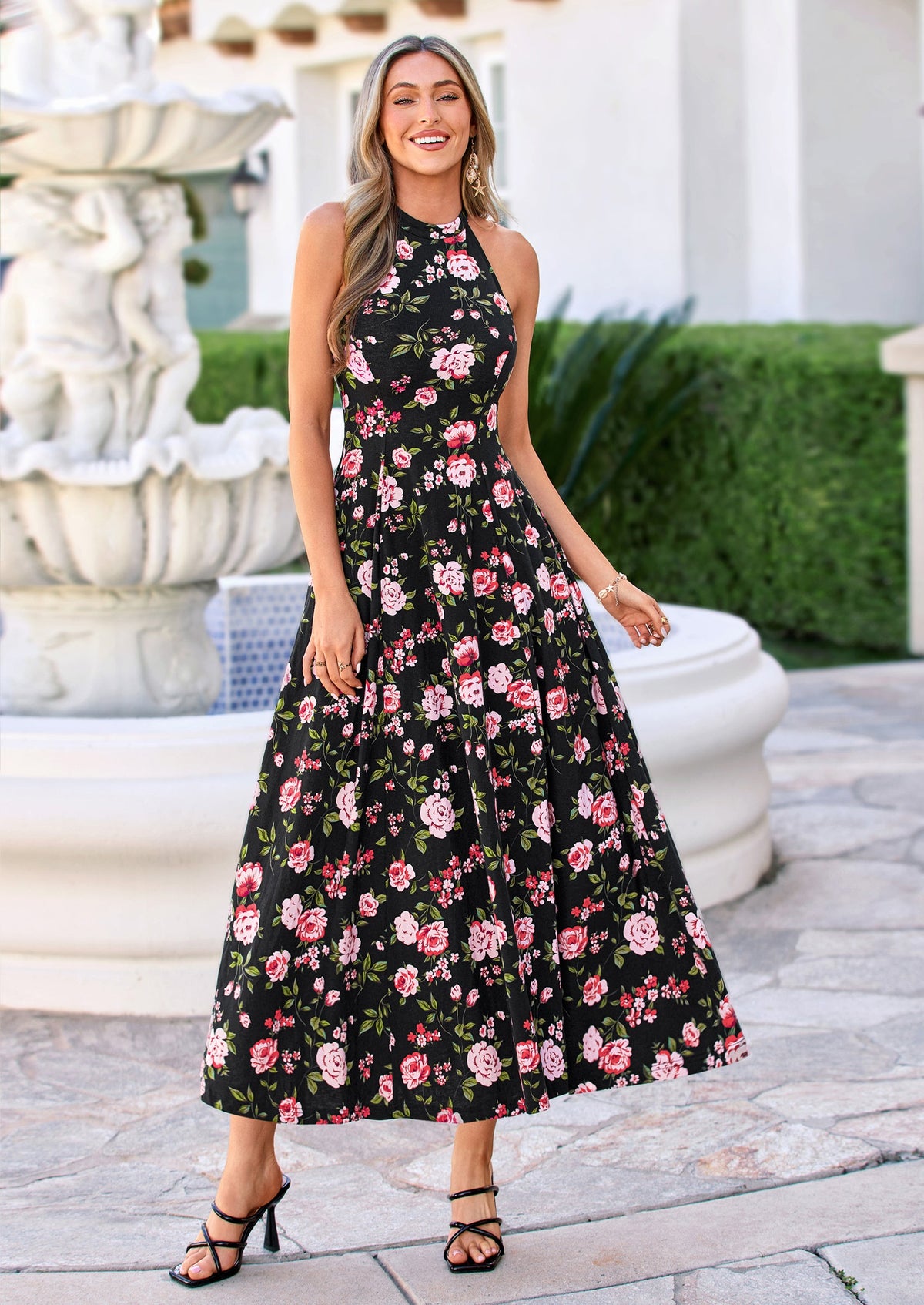 Polka Dot Maxi Dress - Halter, Vacation - photo 43