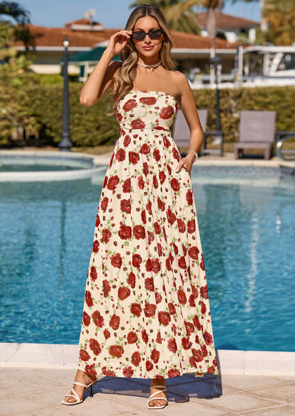 Floral Maxi Dress - Strapless, Boho - photo 45