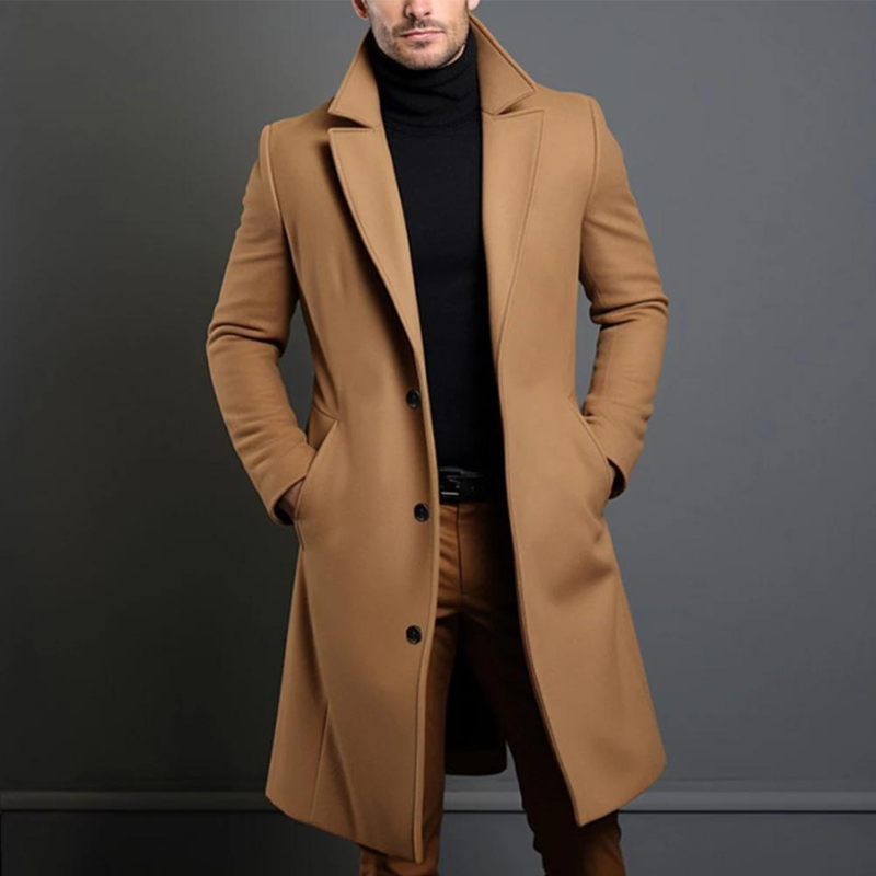 Orsenvi Jameson Mens Classic Long Wool Overcoat