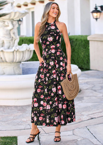 Polka Dot Maxi Dress - Halter, Vacation - photo 41