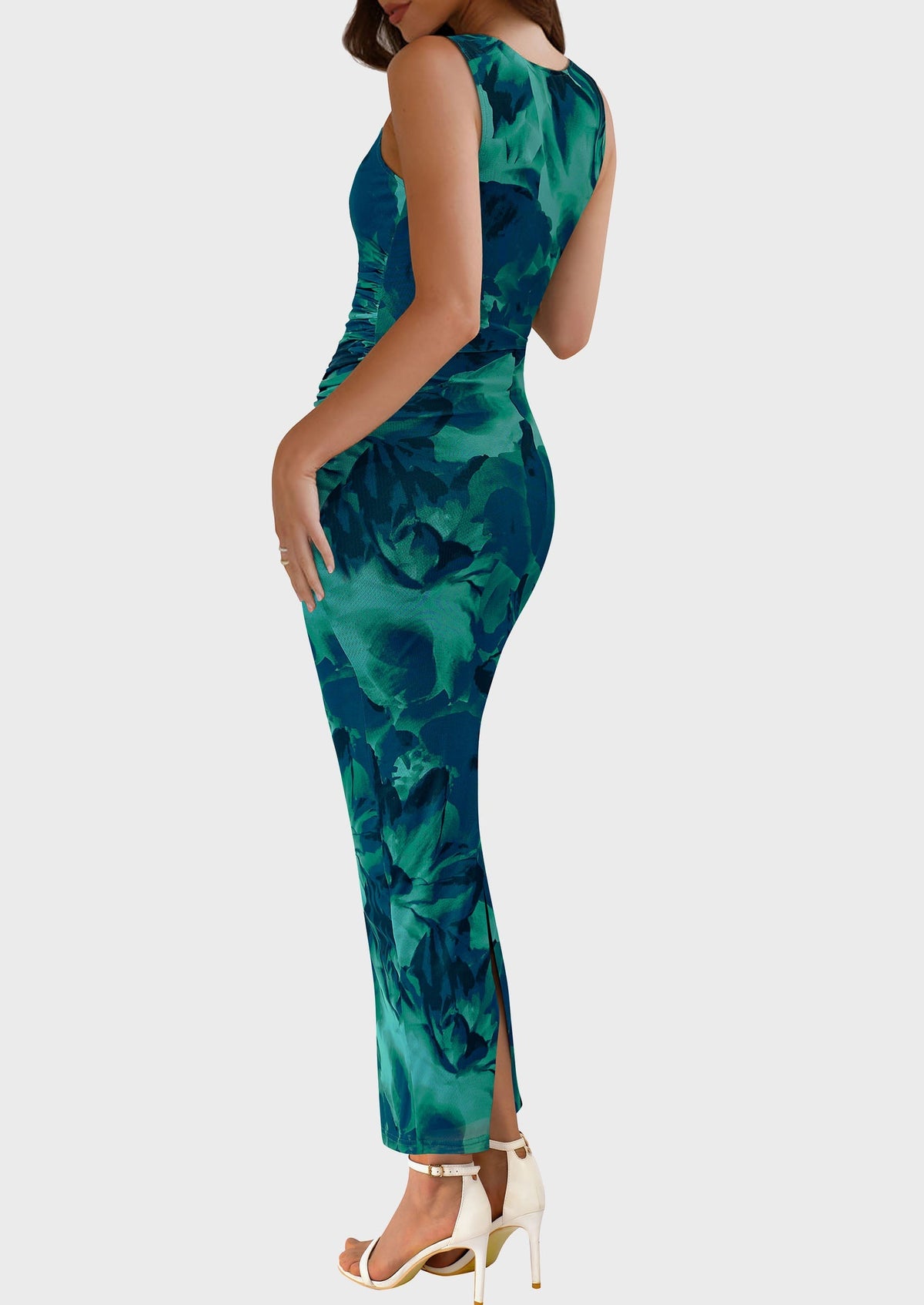 Floral Mesh Bodycon Maxi Dress - Sleeveless, Wedding Guest - photo 2