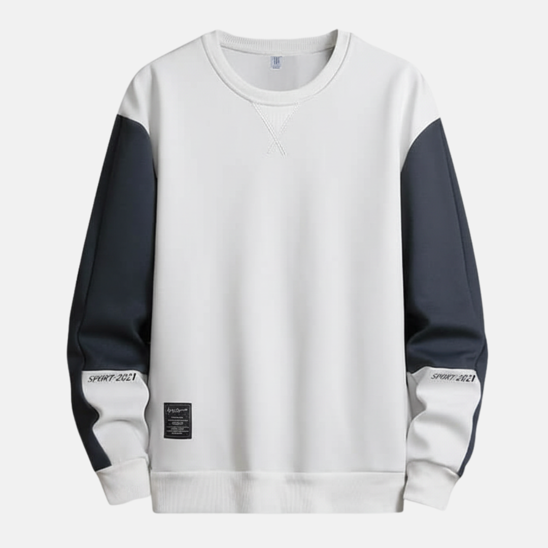 Men's relaxed fit two-tone raglan sleeve sweatshirt cotton blend ribbed trim athletic style