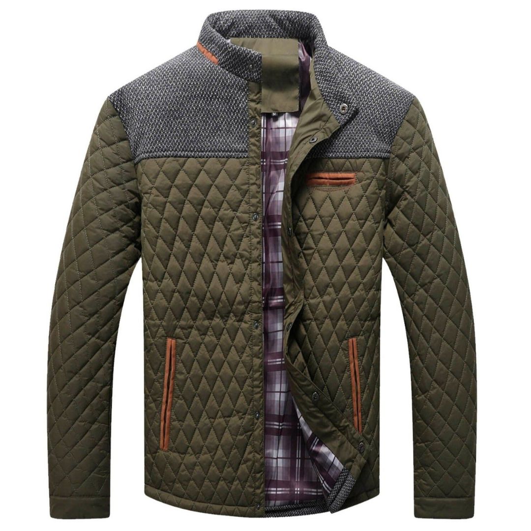 Orsenvi men's lightweight quilted jacket neutral tone slim fit diamond-quilted pattern