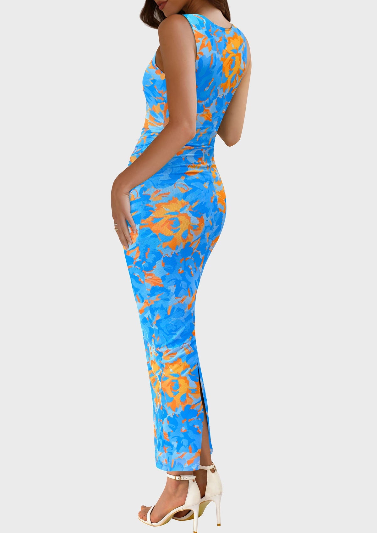 Floral Mesh Bodycon Maxi Dress - Sleeveless, Wedding Guest - photo 38