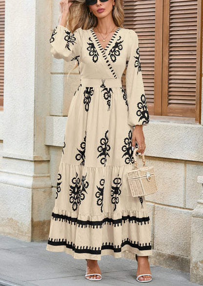 Floral Flowy Maxi Dress - Long Sleeve, V-Neck, Wedding Guest - photo 5