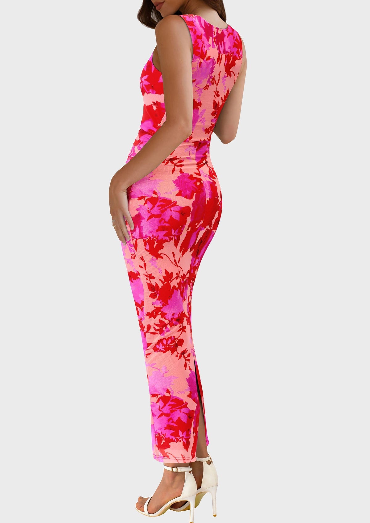 Floral Mesh Bodycon Maxi Dress - Sleeveless, Wedding Guest - photo 15