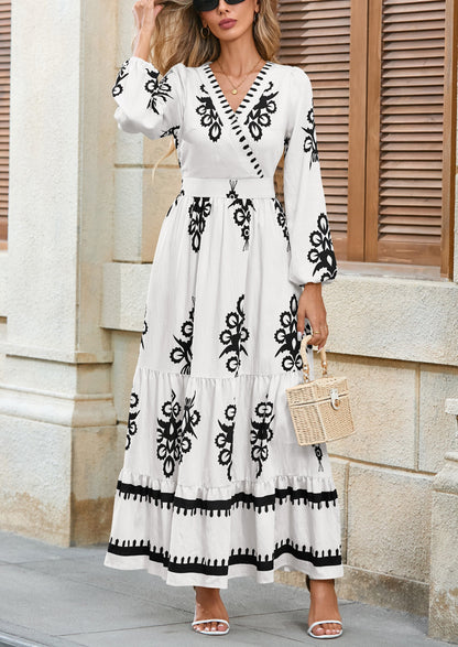 Floral Flowy Maxi Dress - Long Sleeve, V-Neck, Wedding Guest - photo 17
