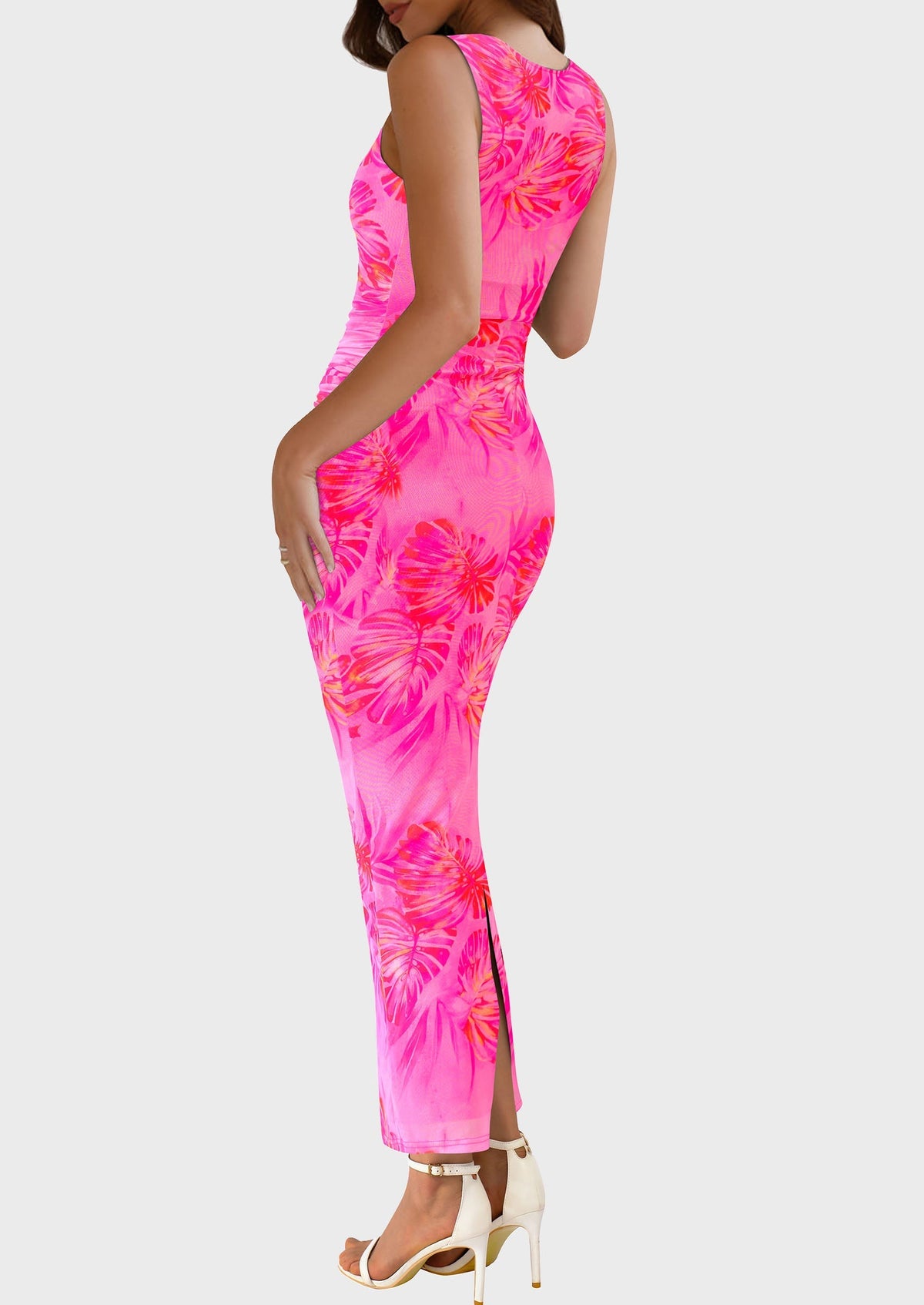 Floral Mesh Bodycon Maxi Dress - Sleeveless, Wedding Guest - photo 9
