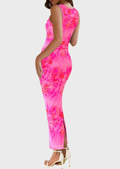 Floral Mesh Bodycon Maxi Dress - Sleeveless, Wedding Guest - photo 9