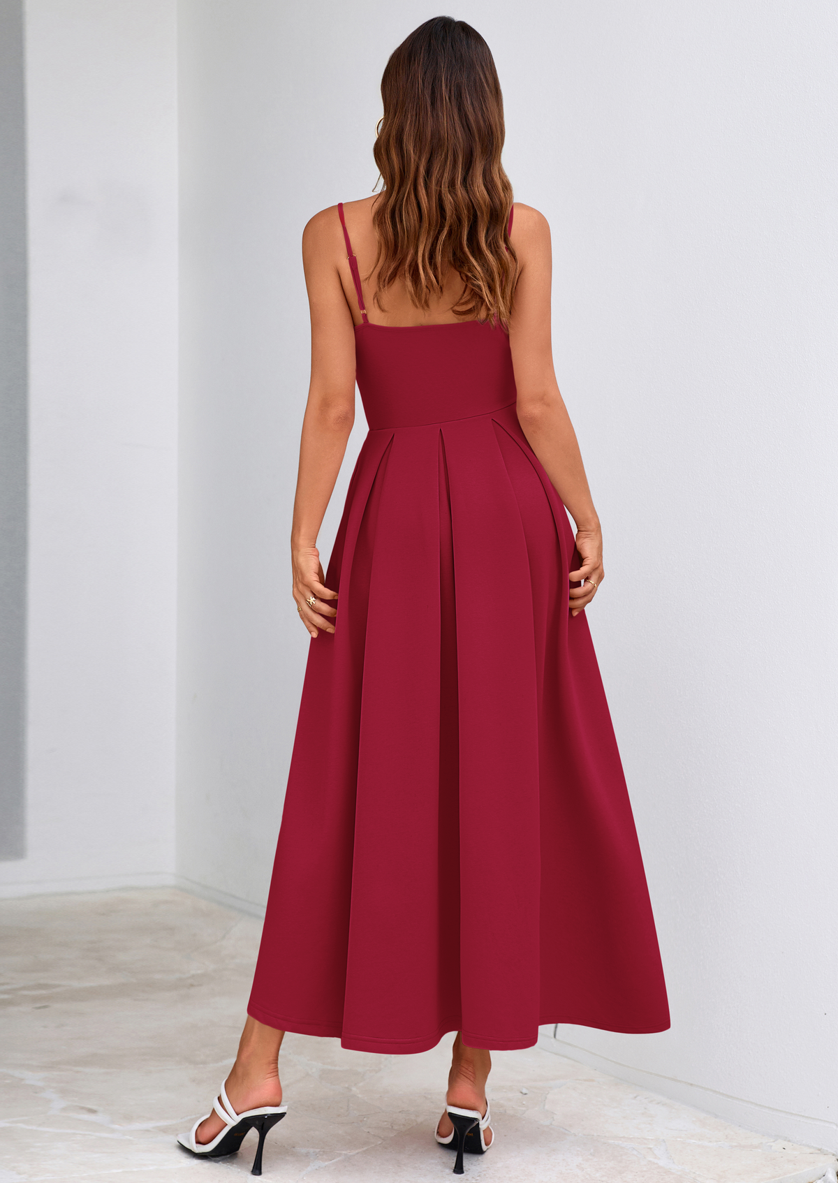 A-Line Flowy Maxi Dress - Spaghetti Strap, Square Neck, photo 26