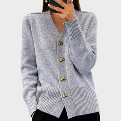 Elegant Heart Button Cardigan