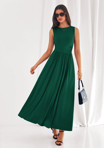 A-Line Flowy Maxi Dress - Sleeveless, Crewneck, Casual - photo 26