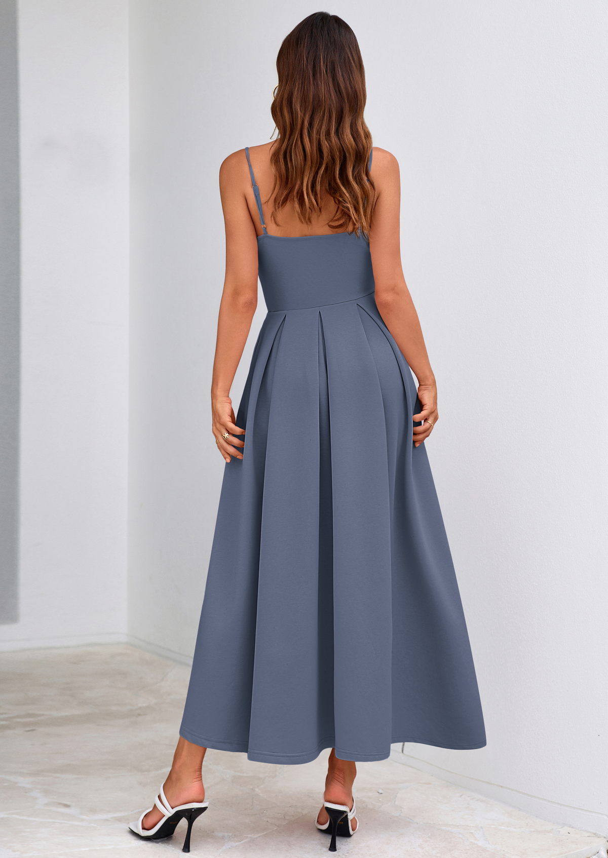 A-Line Flowy Maxi Dress - Spaghetti Strap, Square Neck, photo 32