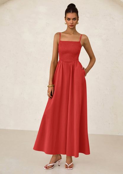 Smocked Swing Maxi Dress - Spaghetti Strap, Beach - photo 42