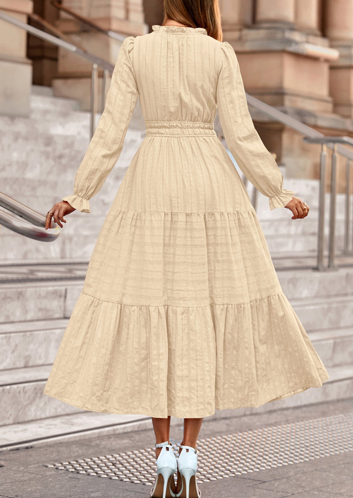 Flowy Maxi Dress - Long Sleeve, V-Neck, Wedding Guest - photo 17