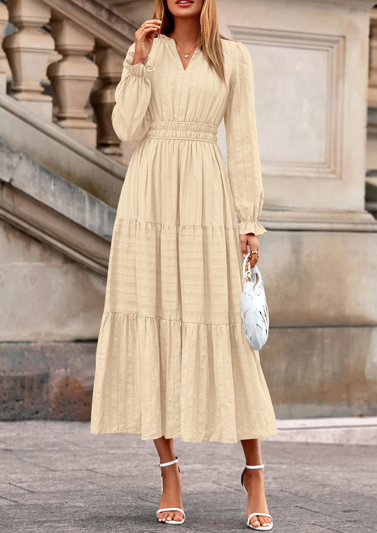 Flowy Maxi Dress - Long Sleeve, V-Neck, Wedding Guest - photo 18
