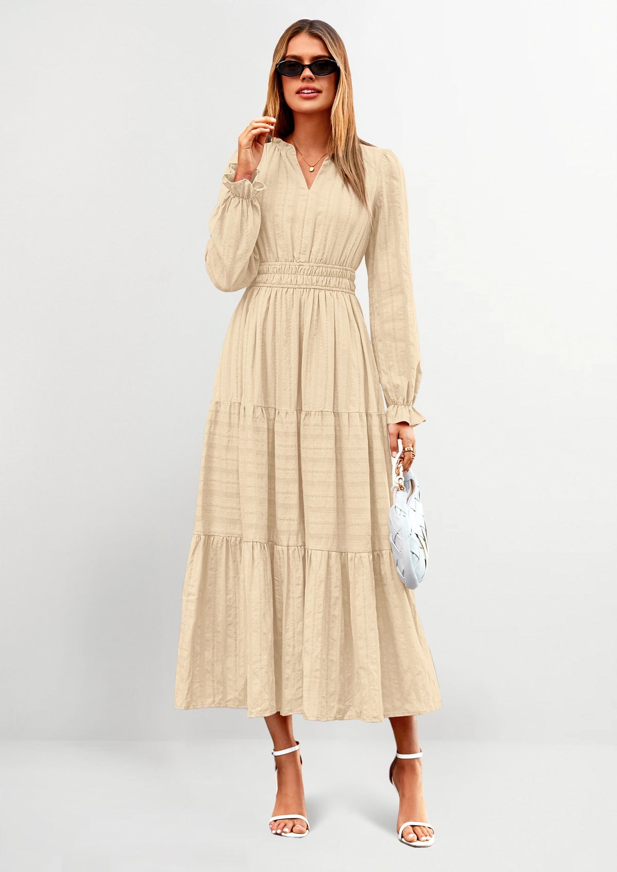 Flowy Maxi Dress - Long Sleeve, V-Neck, Wedding Guest - photo 16