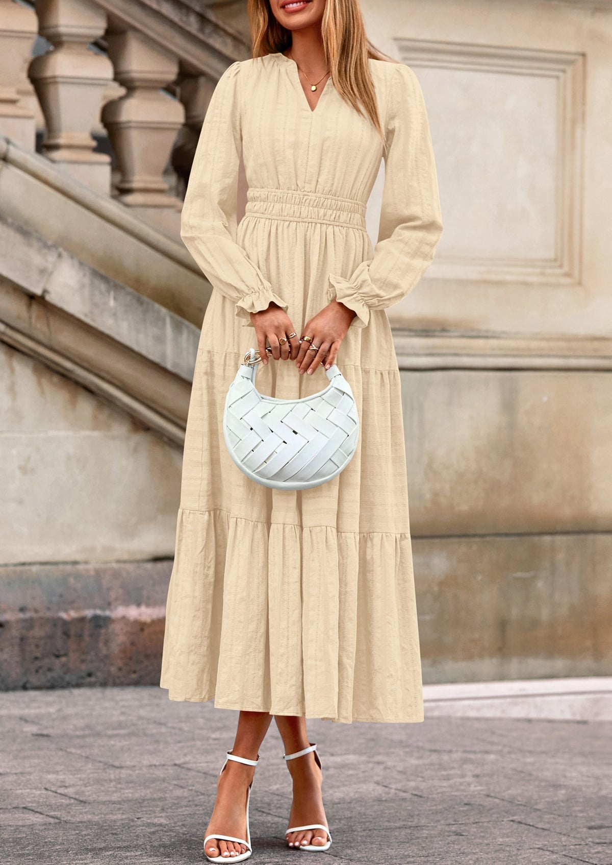 Flowy Maxi Dress - Long Sleeve, V-Neck, Wedding Guest - photo 20