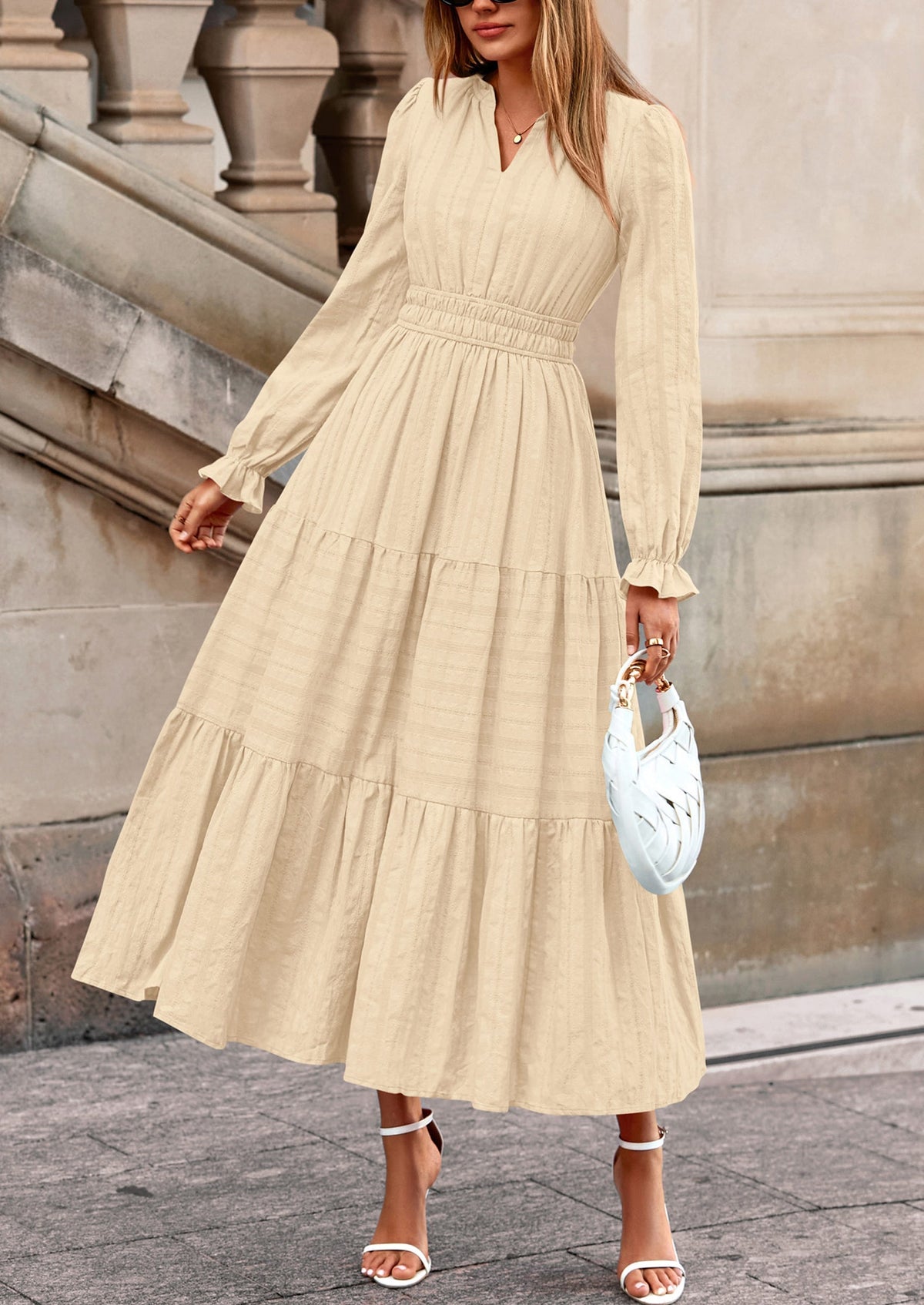 Flowy Maxi Dress - Long Sleeve, V-Neck, Wedding Guest - photo 21