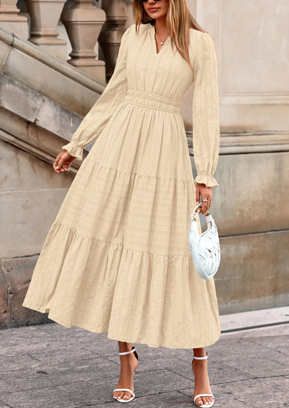 Flowy Maxi Dress - Long Sleeve, V-Neck, Wedding Guest - photo 21