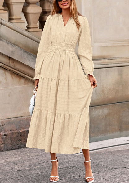 Flowy Maxi Dress - Long Sleeve, V-Neck, Wedding Guest - photo 22