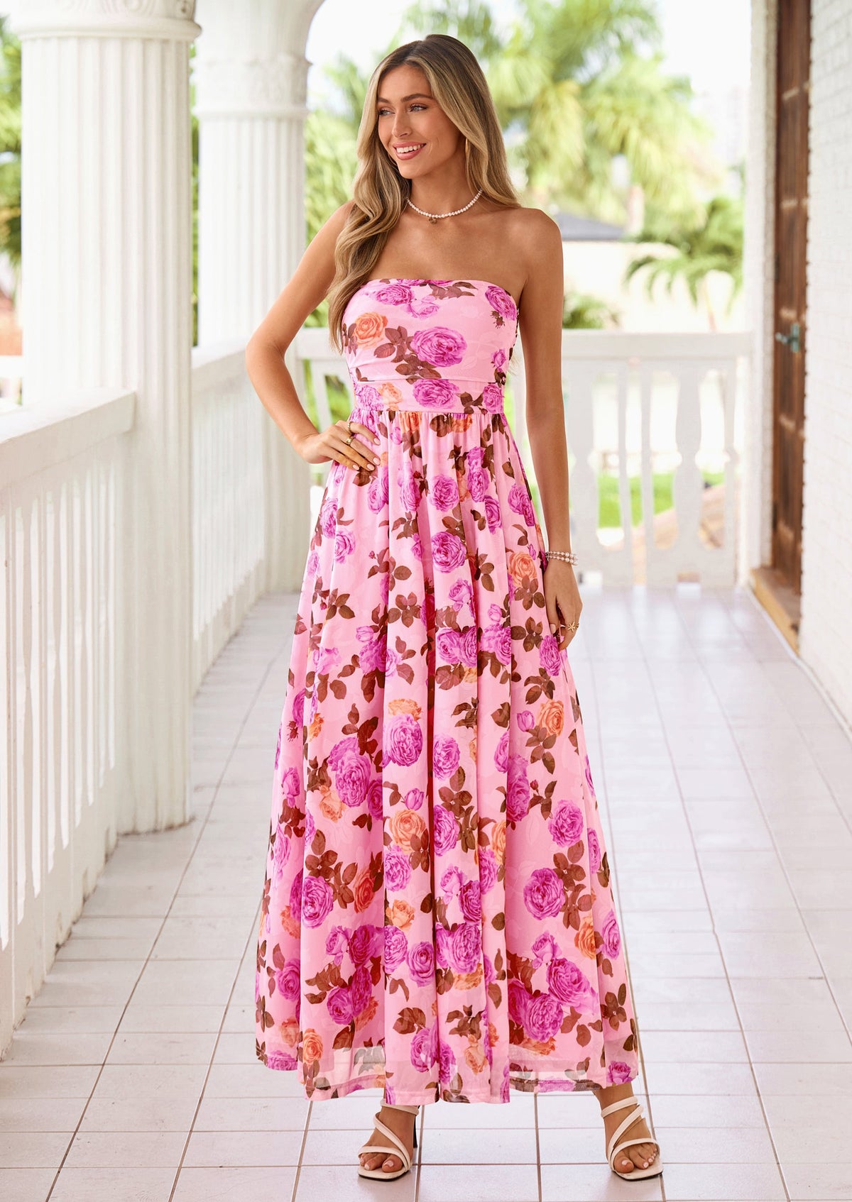 Floral Maxi Dress - Strapless, Boho - photo 6