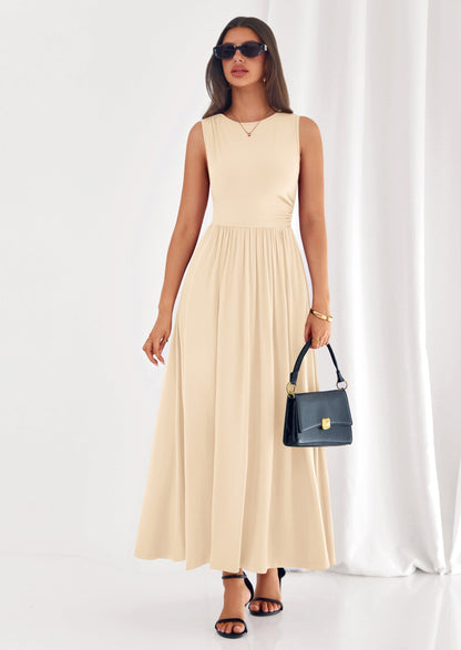 A-Line Flowy Maxi Dress - Sleeveless, Crewneck, Casual - photo 51