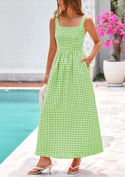 A-Line Maxi Dress - Spaghetti Strap, Square Neck, Casual - photo 23