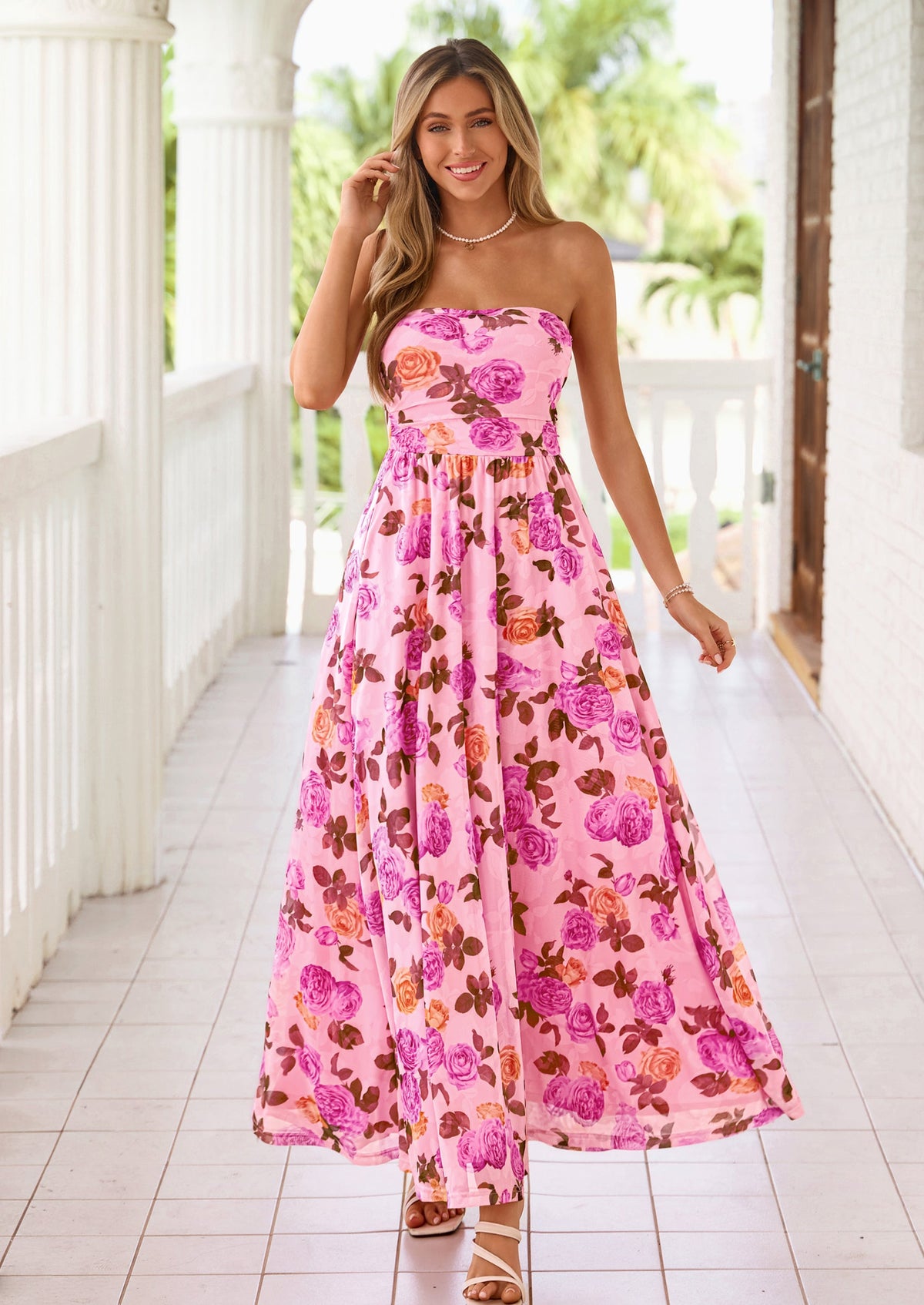 Floral Maxi Dress - Strapless, Boho - photo 5